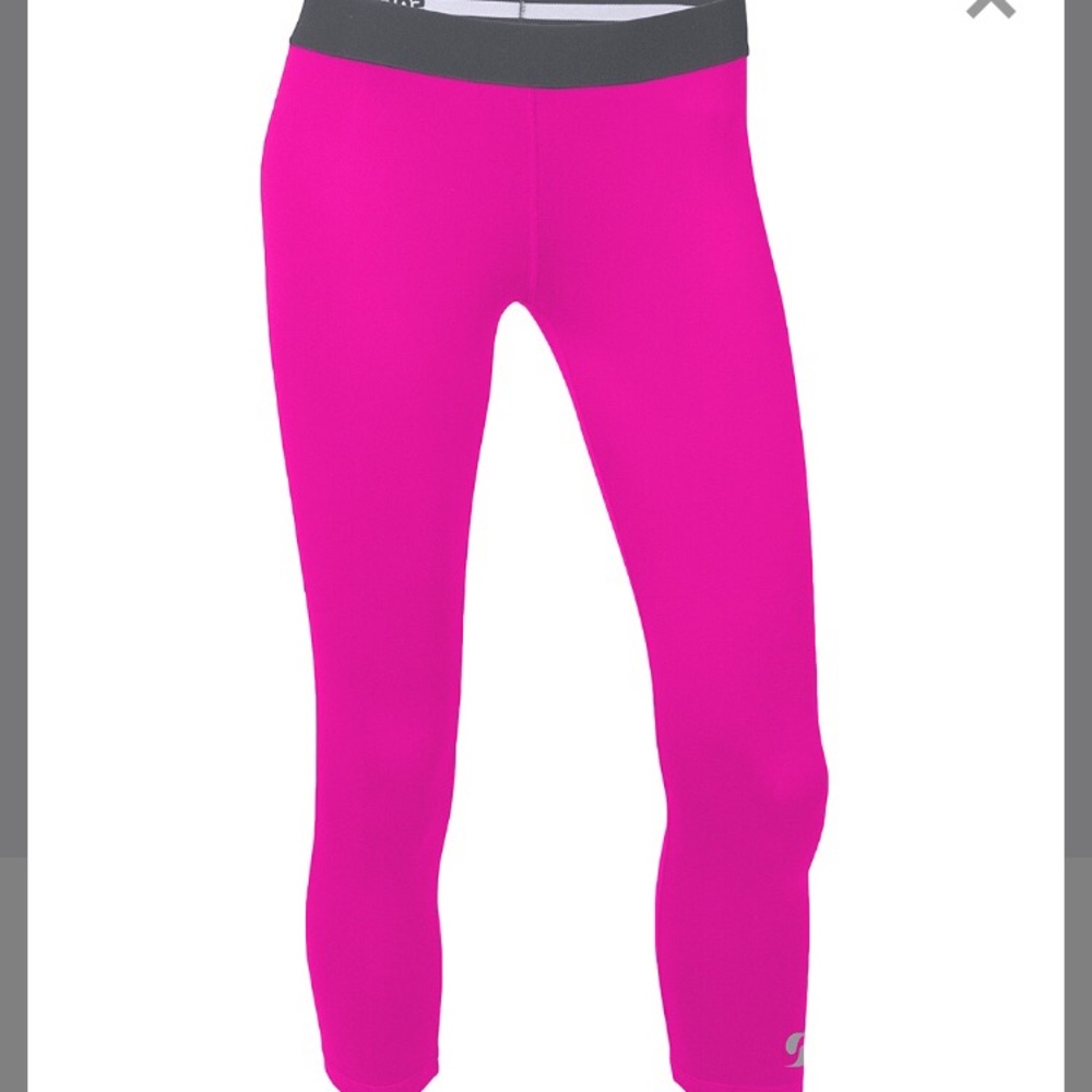 Pink & gunmetal athletic Capri